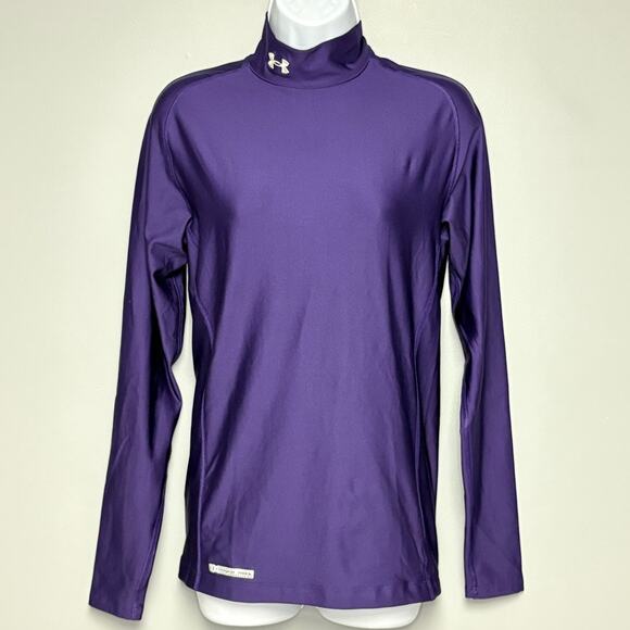 Under Armour Cold Gear Compression Purple Mock Neck Warm Base Layer Womens Sz L - Picture 1 of 5